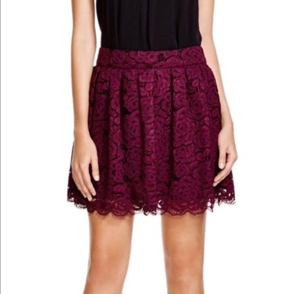 Alice and Olivia plum lace skirt